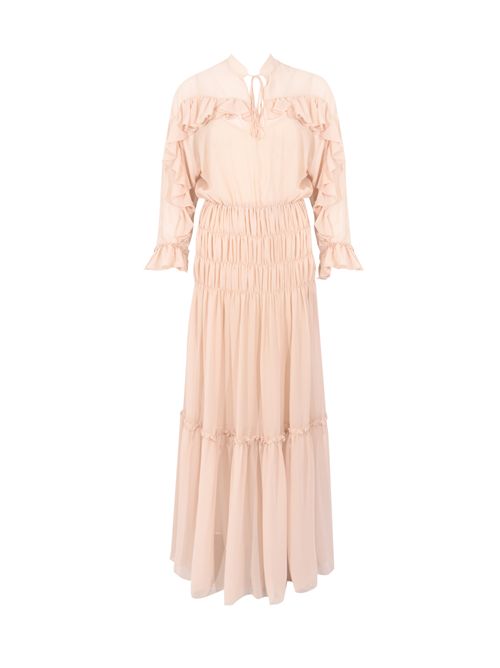 Abito lungo in georgette con ruches D. Exterior | 626725CONC